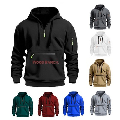 Hoodies Half Zip Long Sleeve Fleece