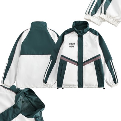 Mens Zip Up Windbreaker Lightweight Oversized Varsity Sport Jacket